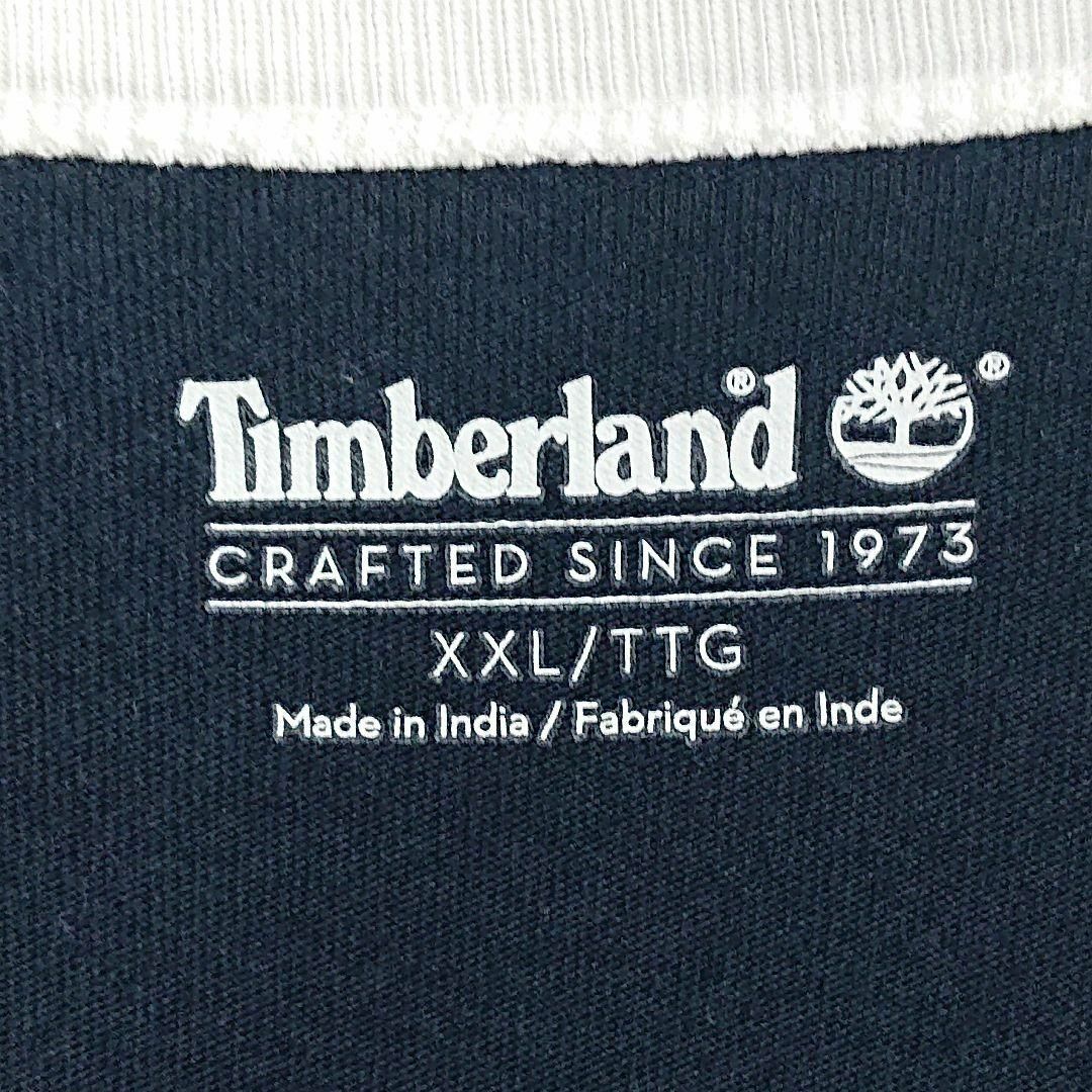 【ティンバーランド】ビッグロゴ リンガーネック 半袖 Tシャツ 紺 2XL