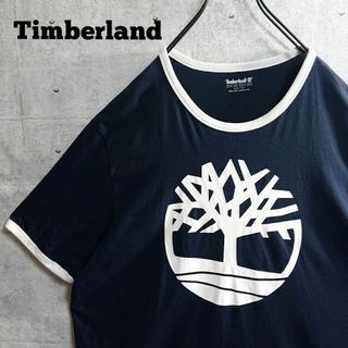 ティンバーランド(Timberland)の【ティンバーランド】ビッグロゴ リンガーネック 半袖 Tシャツ 紺 2XL(Tシャツ/カットソー(半袖/袖なし))