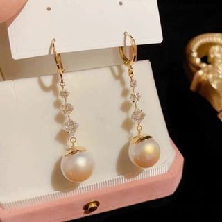 VICAKERロングパールピアス レディース 人気 金属アレルギー対応