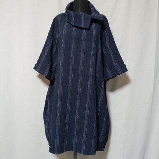 美品 XL Tanppoppo 半袖 シャツ ワンピース 和風 チュニック(チュニック)