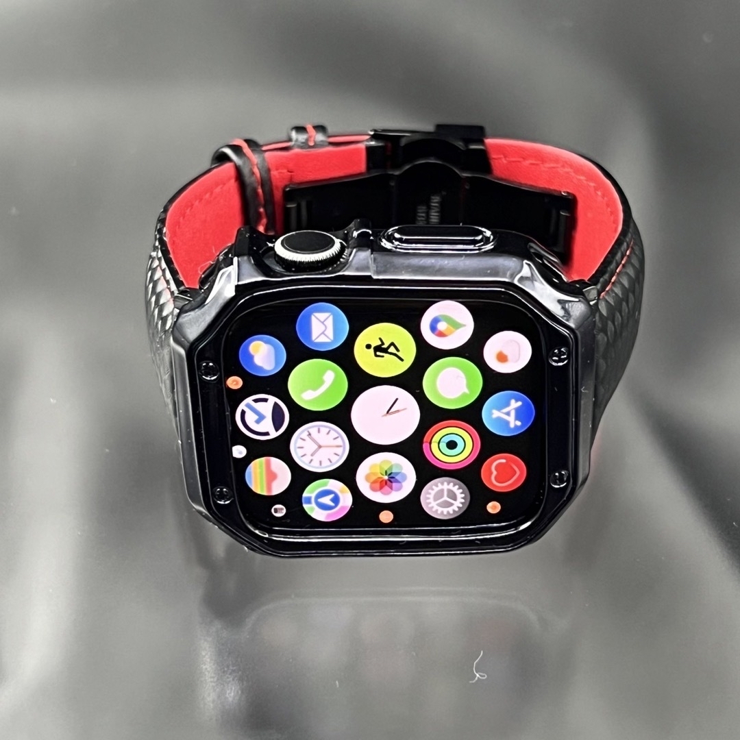 アップルウォッチ用 TPUケース カーボンレザーベルト