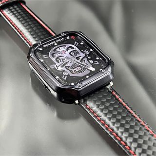アップルウォッチ用 TPUケース カーボンレザーベルト