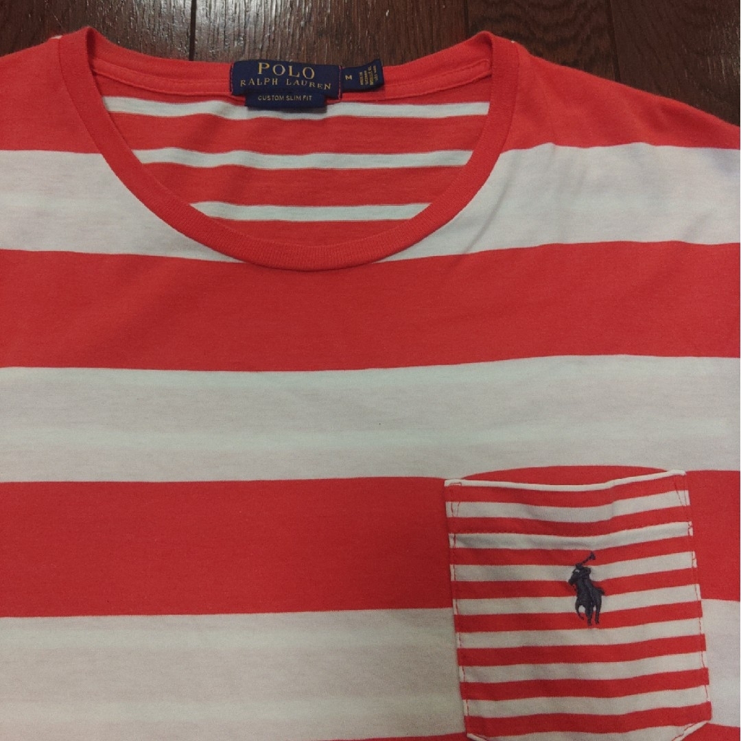 POLO RALPH LAUREN(ポロラルフローレン)のPOLO RALPH LAUREN　Tシャツ　M　ボーダー　オレンジ　ピンク メンズのトップス(Tシャツ/カットソー(半袖/袖なし))の商品写真