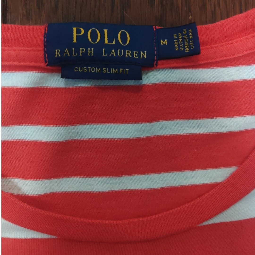 POLO RALPH LAUREN(ポロラルフローレン)のPOLO RALPH LAUREN　Tシャツ　M　ボーダー　オレンジ　ピンク メンズのトップス(Tシャツ/カットソー(半袖/袖なし))の商品写真
