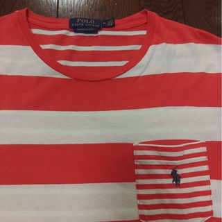 ポロラルフローレン(POLO RALPH LAUREN)のPOLO RALPH LAUREN　Tシャツ　M　ボーダー　オレンジ　ピンク(Tシャツ/カットソー(半袖/袖なし))