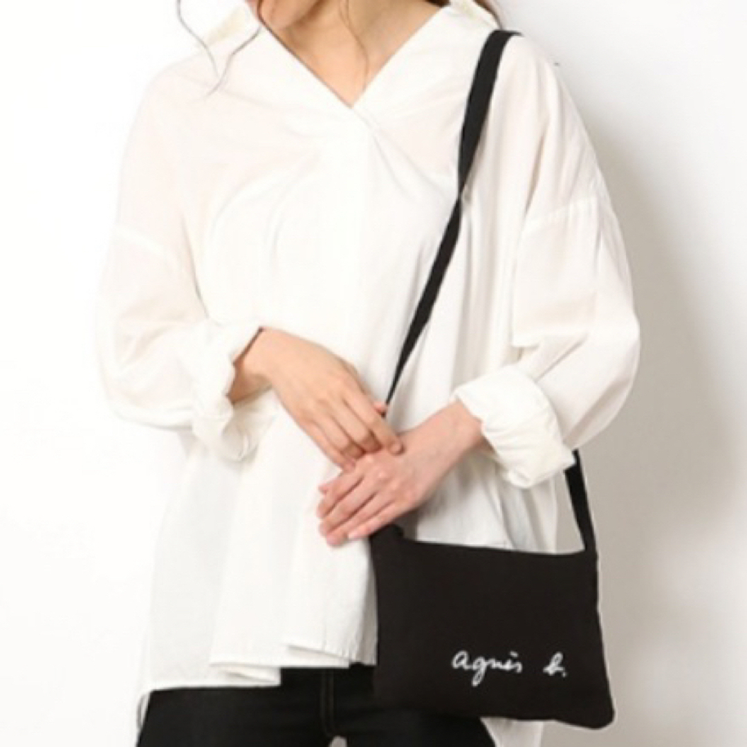 新品タグ付 agnes b. ロゴサコッシュ 黒 4