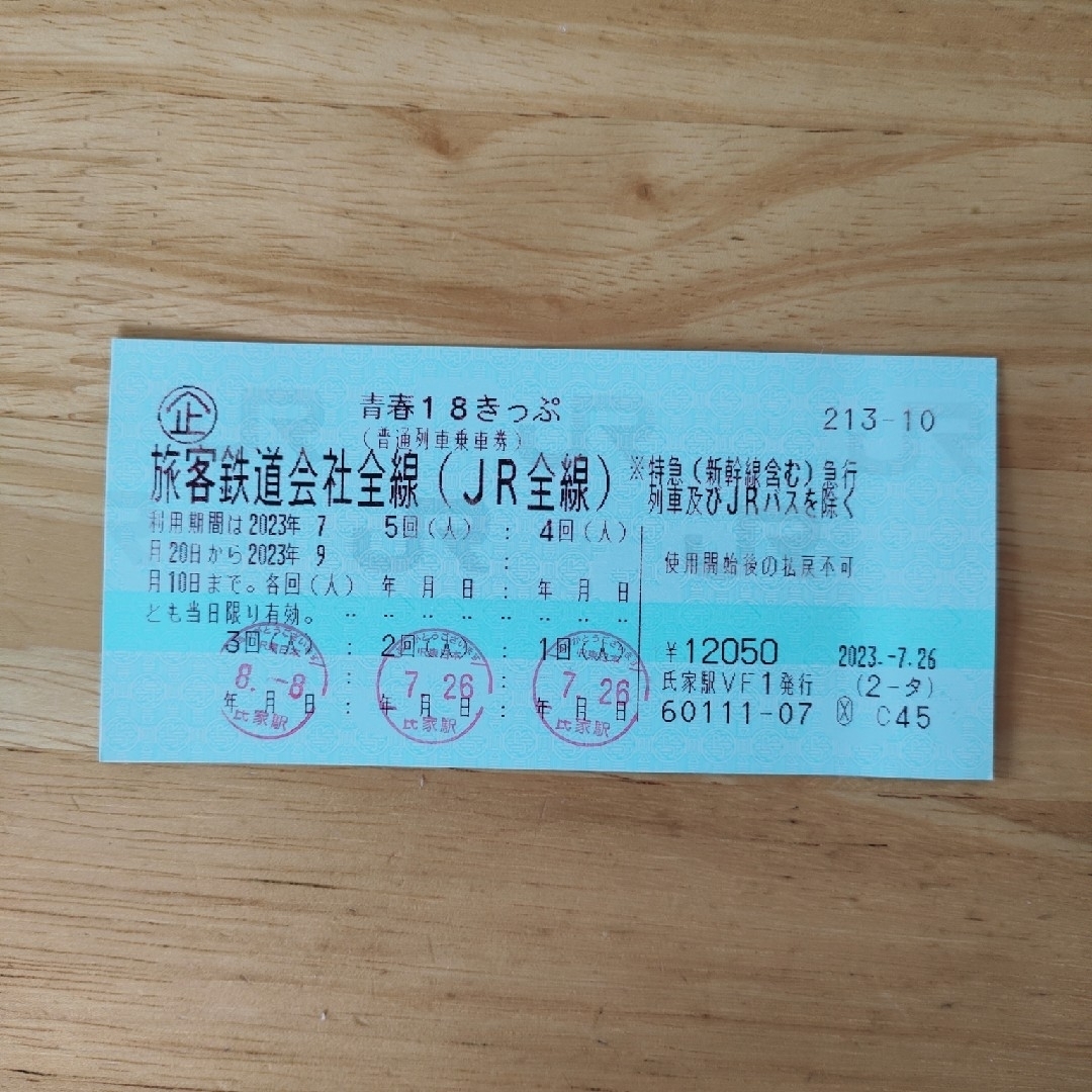 青春18きっぷ　 2回分　返却不要乗車券/交通券