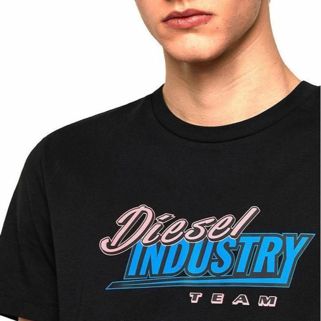 L/新品 DIESEL ディーゼル ロゴ Tシャツ カットソー 黒