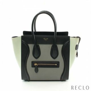 セリーヌ(celine)のラゲージ マイクロショッパー ハンドバッグ トートバッグ レザー ヌバック ブラック グレー ライトグリーン(トートバッグ)