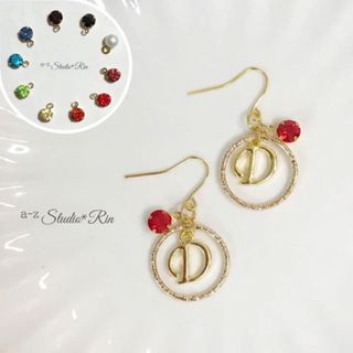 21 A〜Z選べるイニシャルとカラー　サークル♡イニシャルピアス　イヤリング(ピアス)