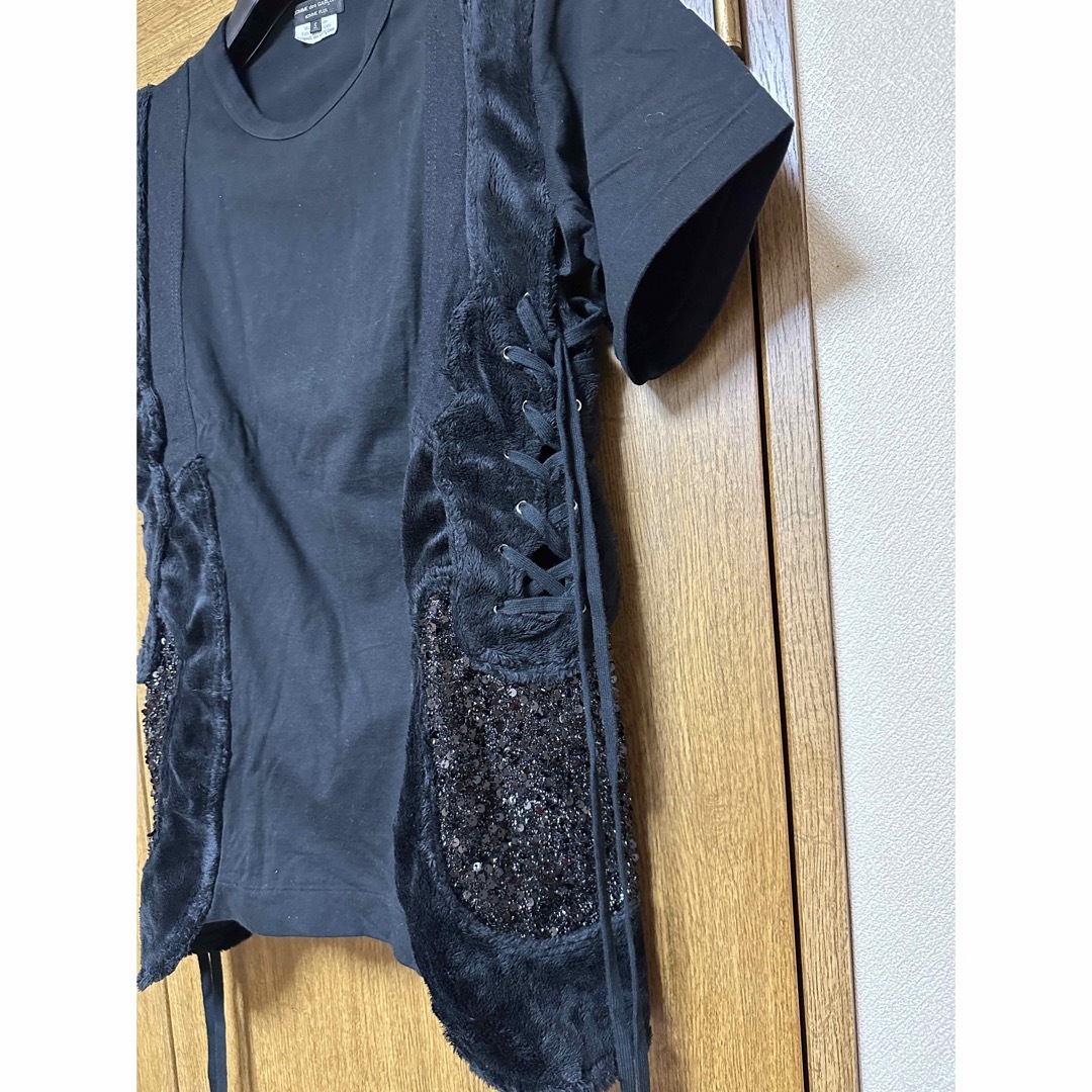 【最終価格】コムデギャルソンオムプリュス 18SS ファー付スパンコールTシャツ 2