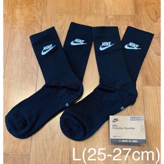 ナイキ(NIKE)の新品　ナイキ　L(25-27cm)  エッセンシャル　クルーソックス　黒2足(ソックス)