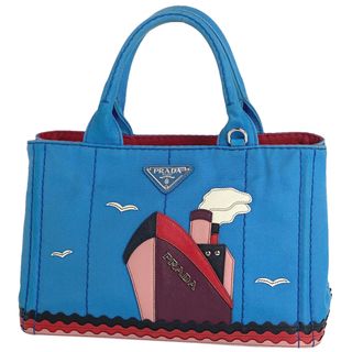 ■極美品■ PRADA プラダ テスートナイロン 2WAY ハンドバッグ ショルダー クロスボディ 手提げ 斜め掛け ブルー系 AJ3613yZ