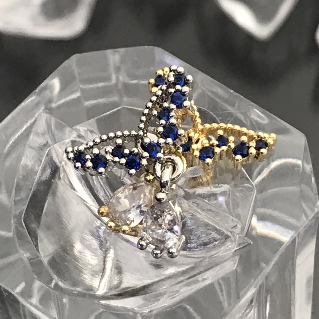 P327／シルバー》ブルーczダイヤ♡20G軟骨ピアス／ステンレス - ピアス