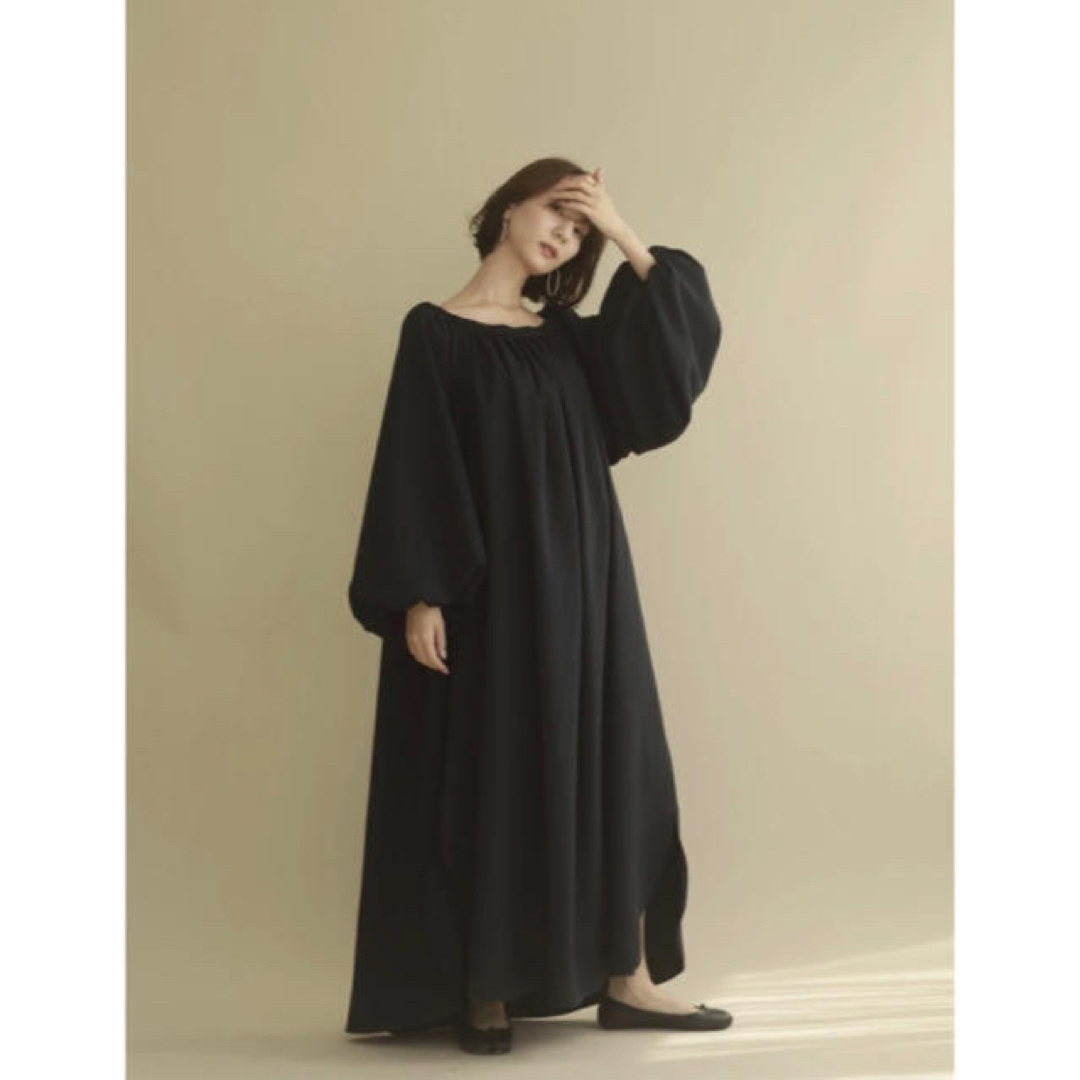 louren   balloon sleeve gather dress