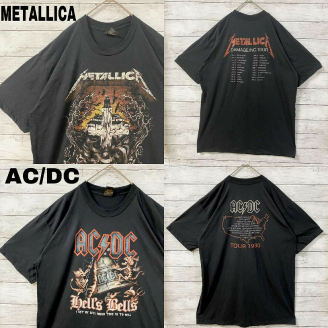 2枚 バンドTシャツ ロックT メタリカ① ACDC① メンズ レディース XL