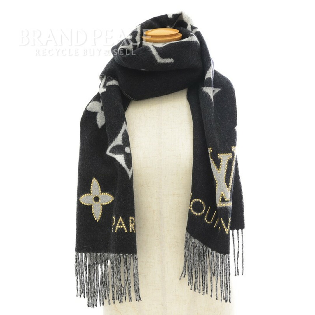 LOUIS VUITTON Cashmere Monogram Reykjavik Scarf Black 170207