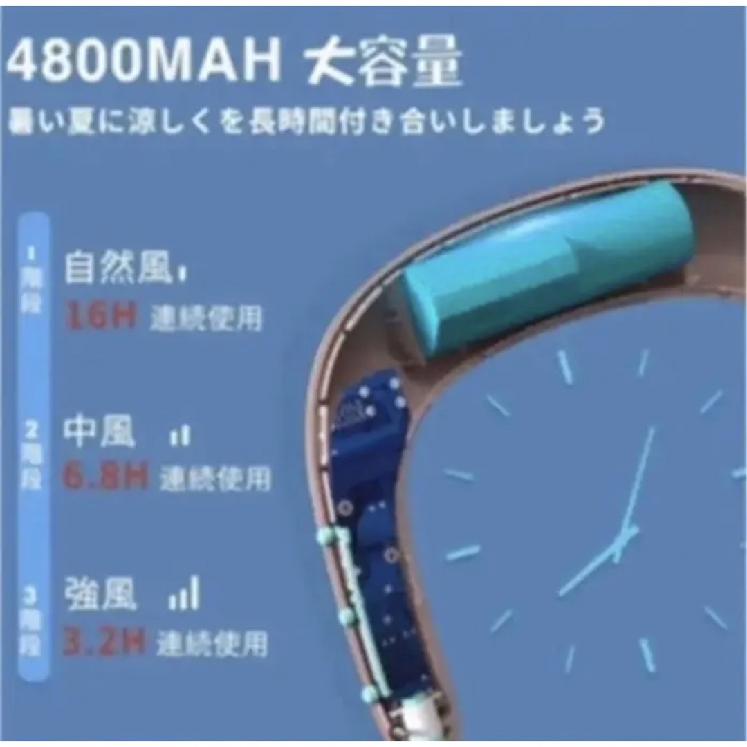 大特価！首掛け扇風機 静音 羽なし 髪巻き込み防止 扇風機　熱中症対策 スマホ/家電/カメラの冷暖房/空調(扇風機)の商品写真