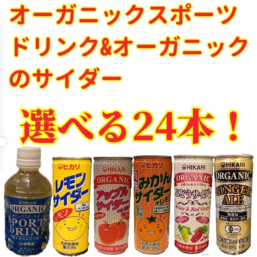 オーガニックスポーツドリンク&サイダーから選べる、よりどりみどり24本セット！ 食品/飲料/酒の飲料(ソフトドリンク)の商品写真