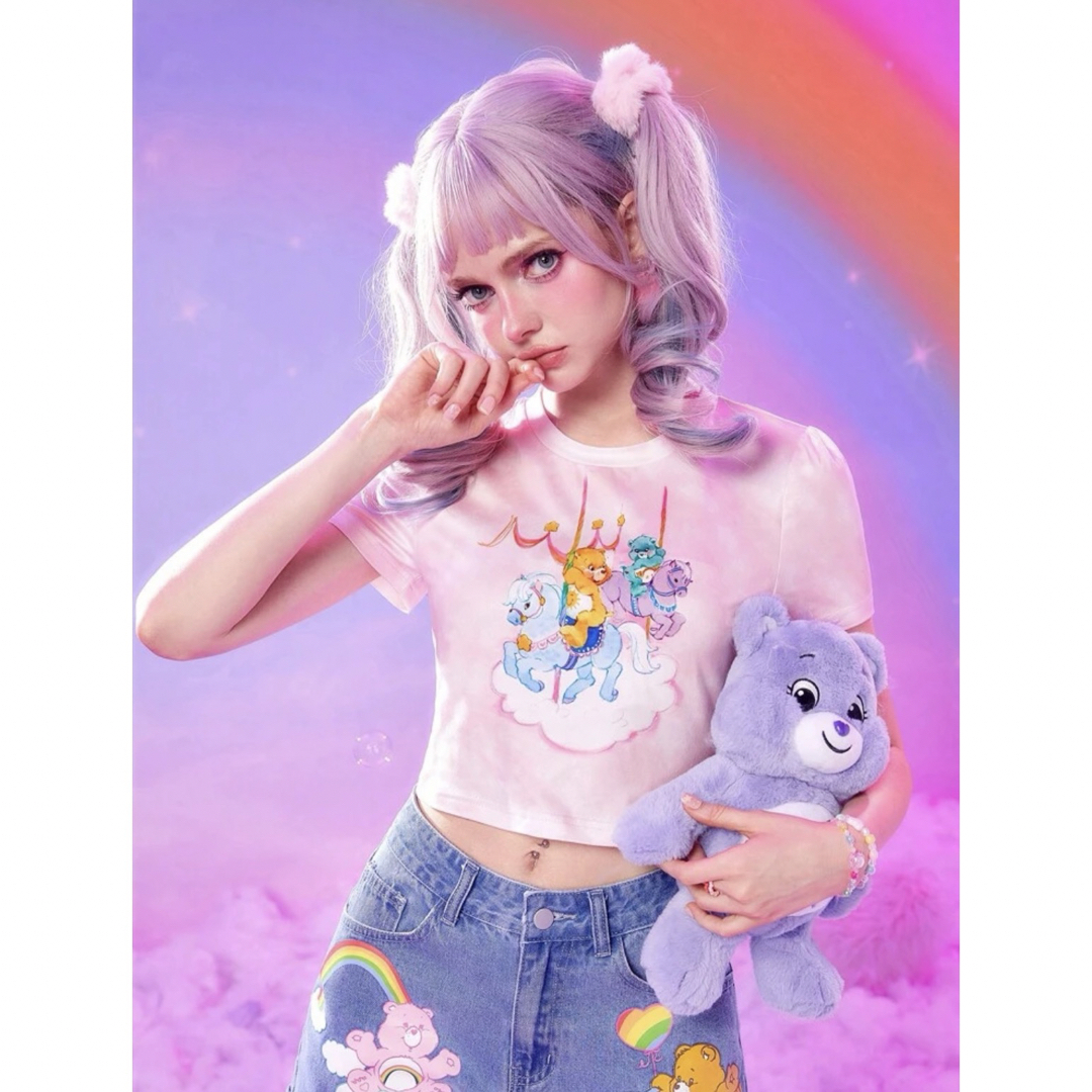 CareBears(ケアベア)のケアベア　ショート丈　Tシャツ　絞り染め　CareBears レディースのトップス(Tシャツ(半袖/袖なし))の商品写真