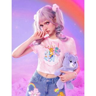 ケアベア(CareBears)のケアベア　ショート丈　Tシャツ　絞り染め　CareBears(Tシャツ(半袖/袖なし))