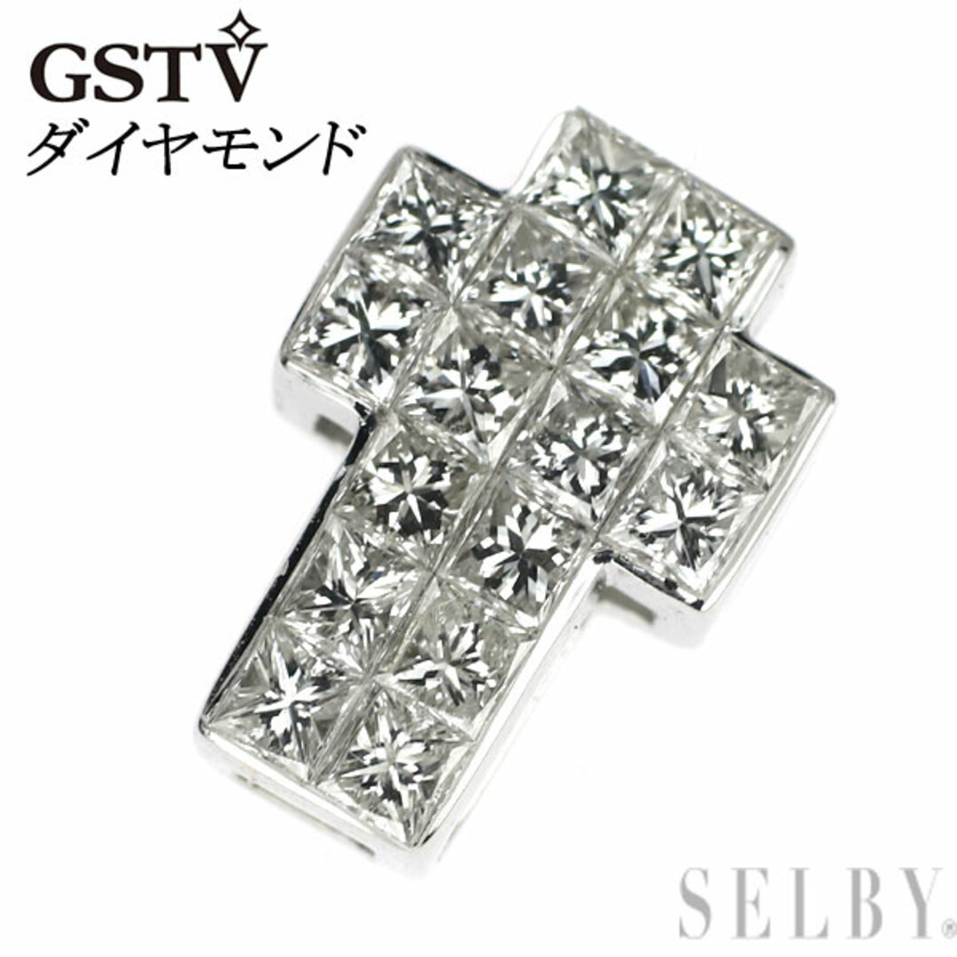 GSTV K18WG ダイヤモンド ペンダントトップ ミステリーセッティング