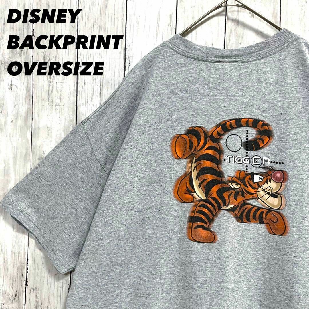 Disney(ディズニー)のアメリカ古着DISNEYディズニー　ティガーバックプリントTシャツ霜降りグレー. メンズのトップス(Tシャツ/カットソー(半袖/袖なし))の商品写真