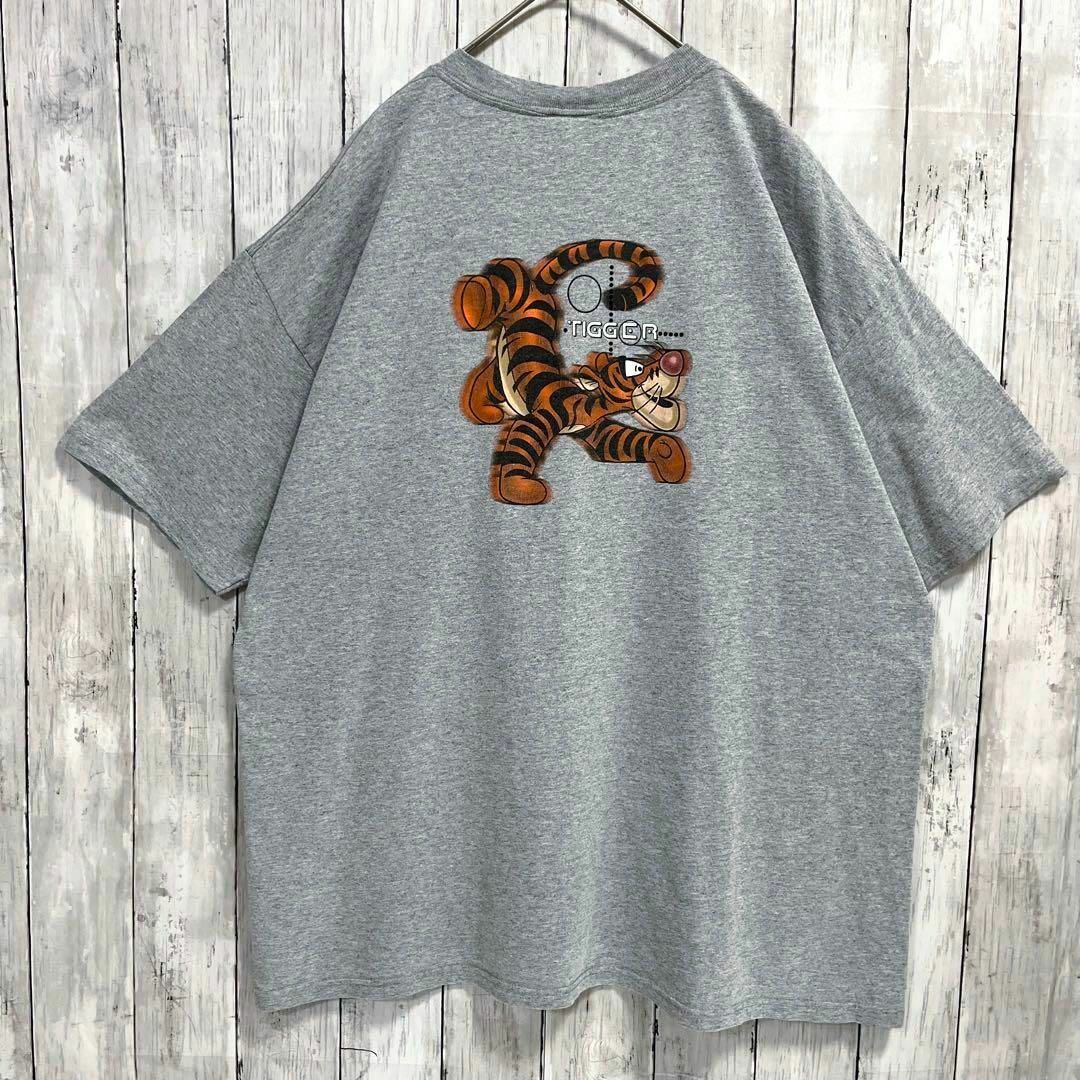 Disney(ディズニー)のアメリカ古着DISNEYディズニー　ティガーバックプリントTシャツ霜降りグレー. メンズのトップス(Tシャツ/カットソー(半袖/袖なし))の商品写真