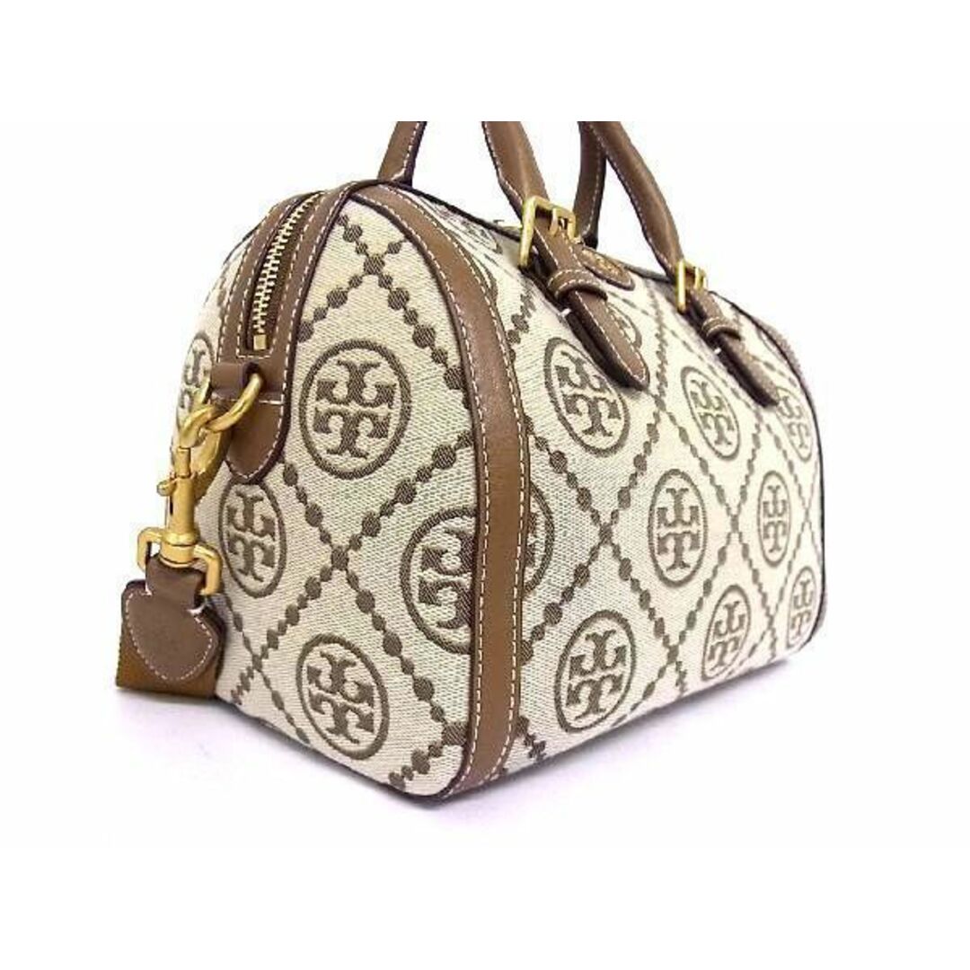 ■新品■未使用■ TORY BURCH トリーバーチ Tモノグラム キャンバス 2WAY バレルバッグ ハンドバッグ ショルダー ベージュ系 V8270Uオ 1