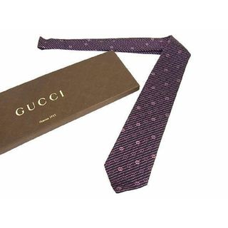 グッチ(Gucci)の■新品■未使用■ GUCCI グッチ シルク100％ GG柄 総柄 ストライプ ネクタイ ビジネス 紳士 メンズ ワインレッド系 X3820kk(ネクタイ)