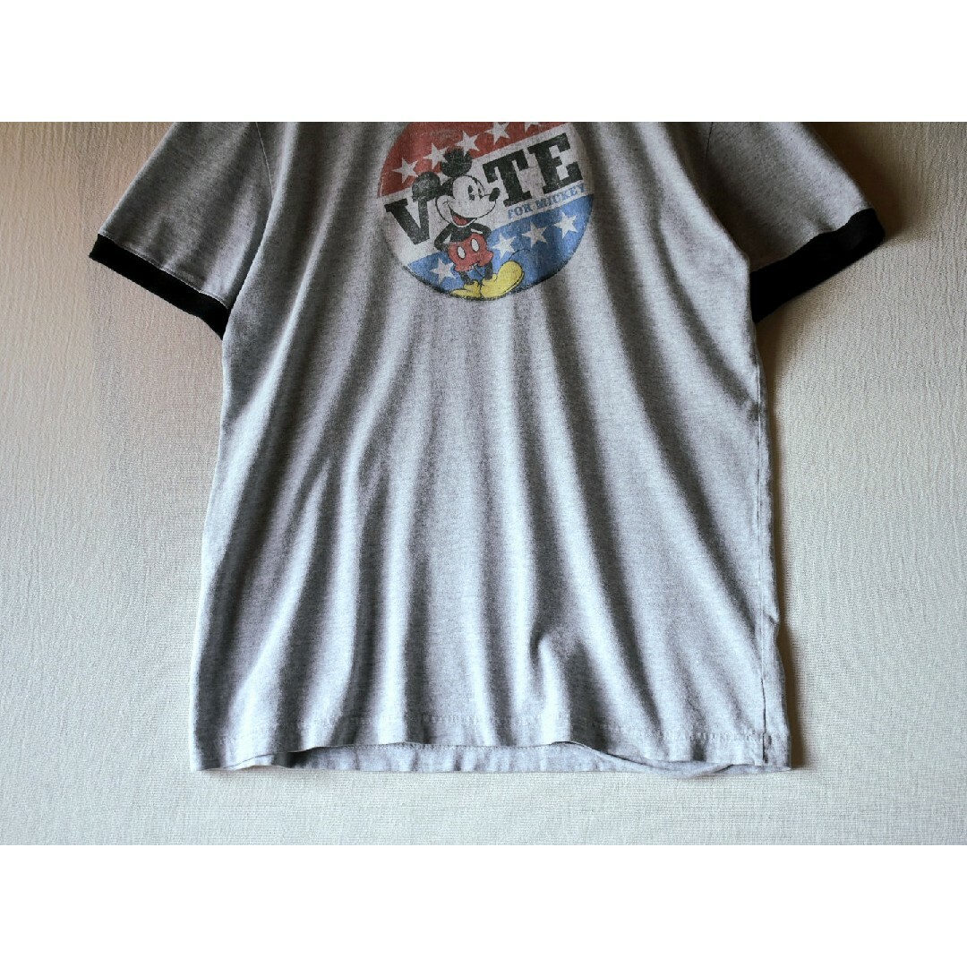 Disney(ディズニー)の古着★90s オールドディズニー ミッキー 在原みゆ紀 キャラ物リンガーTシャツ メンズのトップス(Tシャツ/カットソー(半袖/袖なし))の商品写真