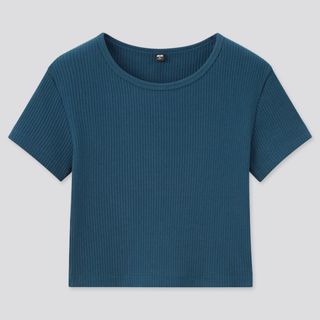 ユニクロ(UNIQLO)のコットンリブクルーネッククロップドT（半袖）(Tシャツ(半袖/袖なし))