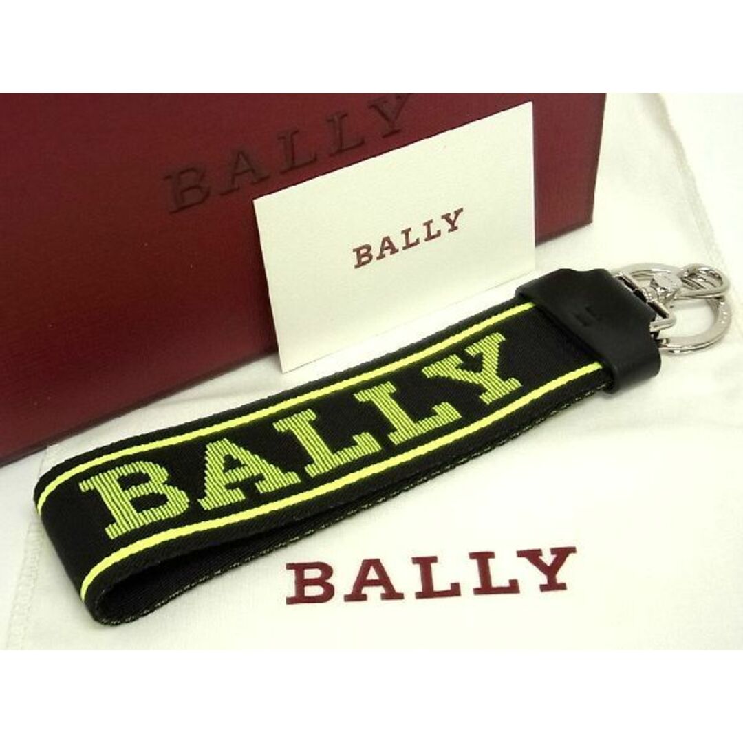 ■新品■未使用■ BALLY バリー キャンバス キーホルダー キーリング ストラップ メンズ ブラック系×ライトグリーン系 AD8258yZ