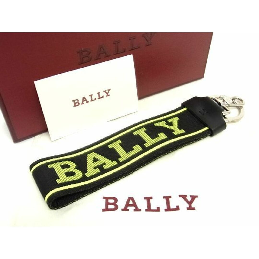 ■新品■未使用■ BALLY バリー キャンバス キーホルダー キーリング ストラップ メンズ ブラック系×ライトグリーン系 AD8259yZ