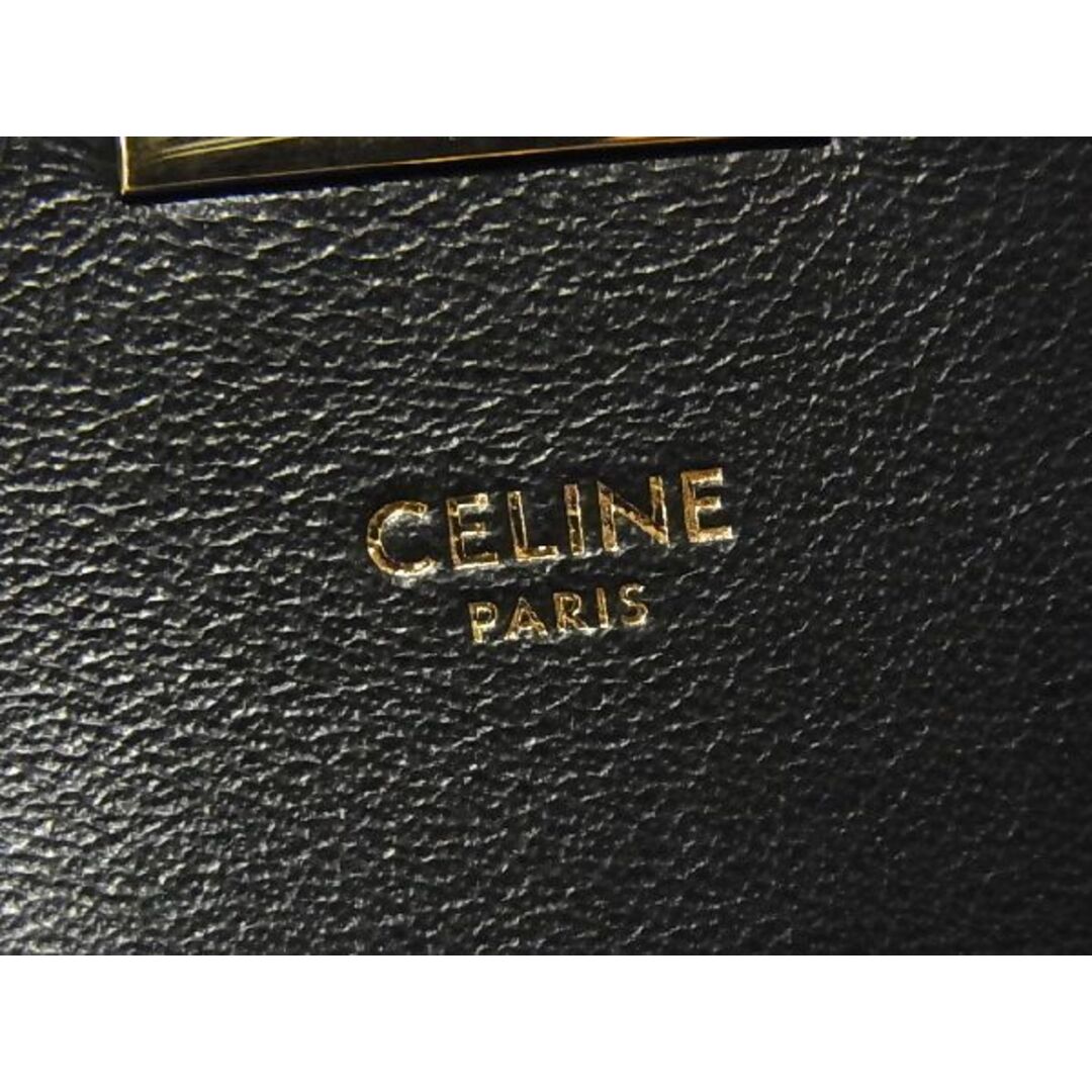 ■極美品■ CELINE セリーヌ 188833BGD C スモールストライプ レザー チェーンショルダー ハンドバッグ ブラック系×ホワイト系 M8391s7