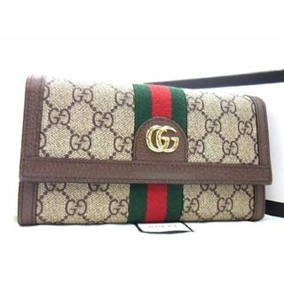 グッチ(Gucci)の■新品同様■ GUCCI グッチ 523153 オフィディア シェリーライン GGスプリーム PVC 二つ折り 財布 ウォレット ブラウン系 AE0138ｱZ(長財布)