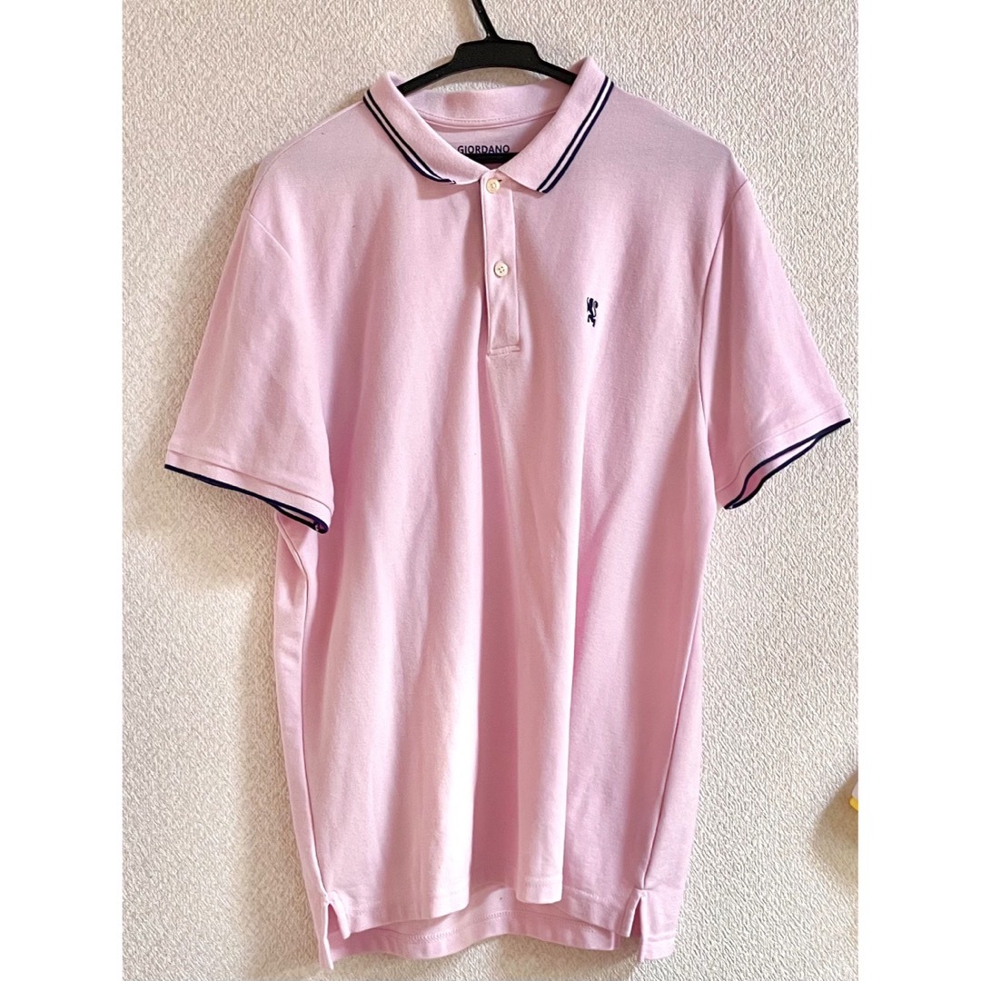 ピンク ポロシャツ Giordano XXL メンズのトップス(ポロシャツ)の商品写真