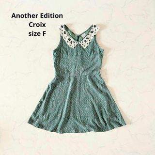 アナザーエディション(ANOTHER EDITION)の【美品】アナザーエディション Croix 襟付き花柄ワンピース ノースリーブ(ミニワンピース)