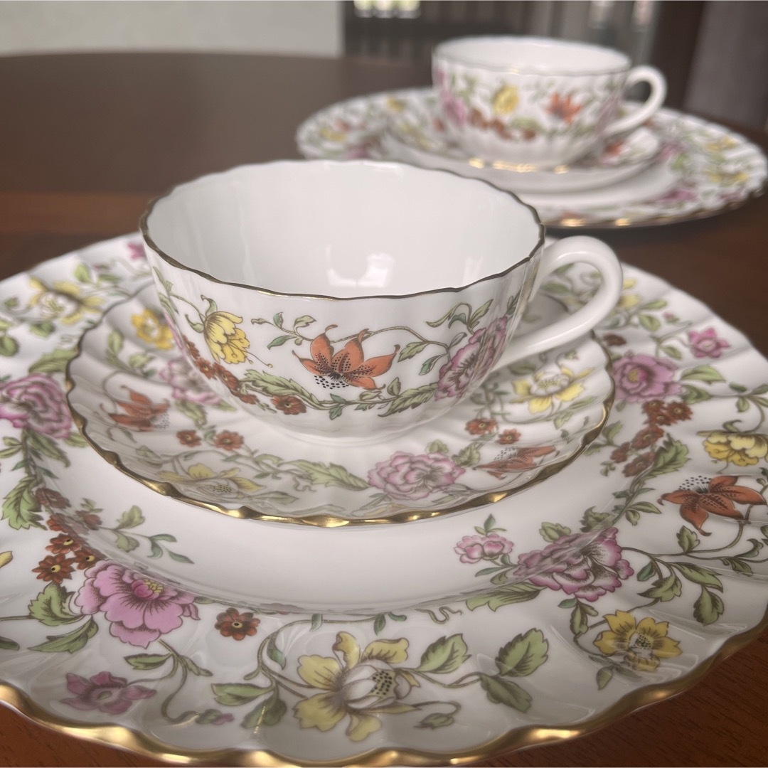 美品】スポード ☆フローラルタペストリー☆トリオ ペア-