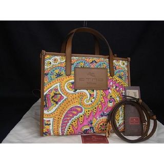 ■新品同様■ ETRO エトロ キャンバス×レザー ペイズリー柄 2WAY ハンドバッグ トート ショルダーバッグ マルチカラー AI2878NZ