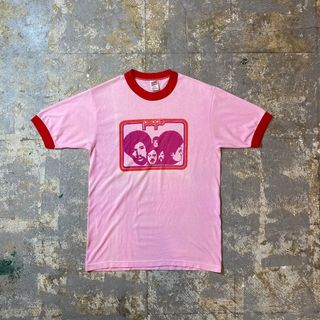 90s soffe リンガーtシャツ USA製 M ピンク×レッド(Tシャツ/カットソー(半袖/袖なし))