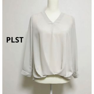 プラステ(PLST)のPLST Vネックシアートップス　美品(カットソー(長袖/七分))