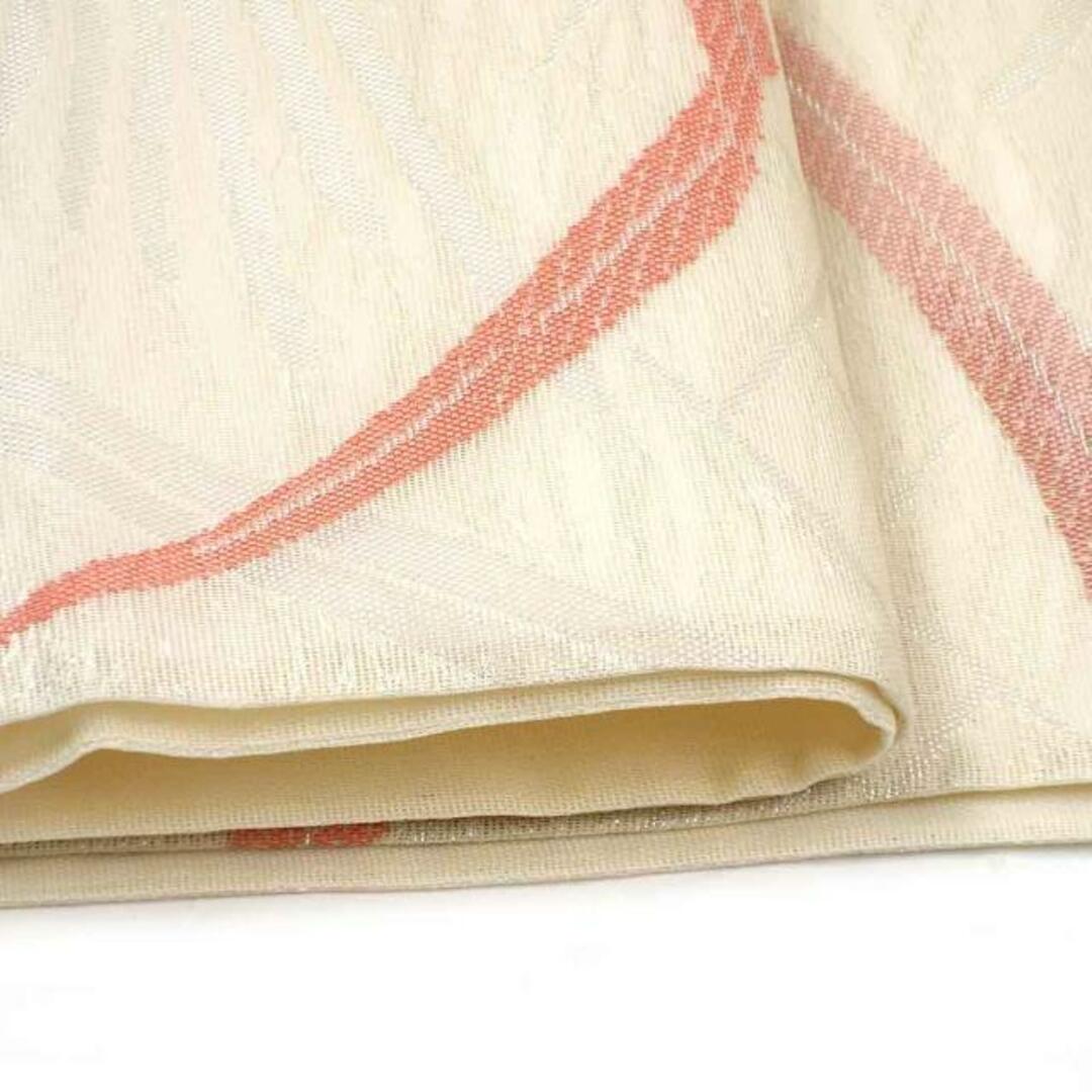 袋帯 幅31cm 長さ434cm 正絹（シルク） レディース 夏用 白地 フリーサイズ リサイクル リユース水着/浴衣
