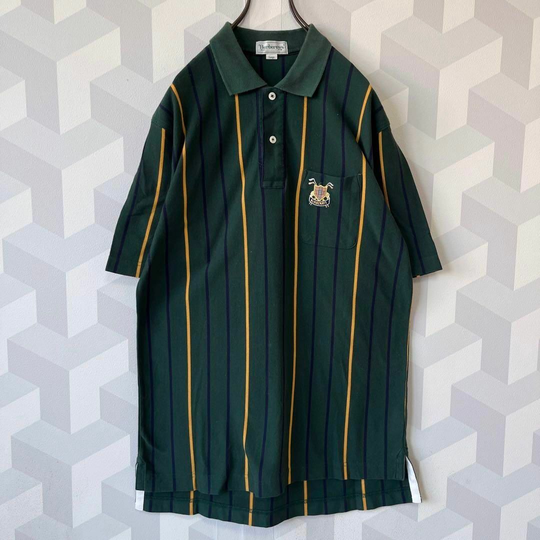 BURBERRY - 【90s バーバリー】正規品 サイズL 刺繍ロゴ ストライプ