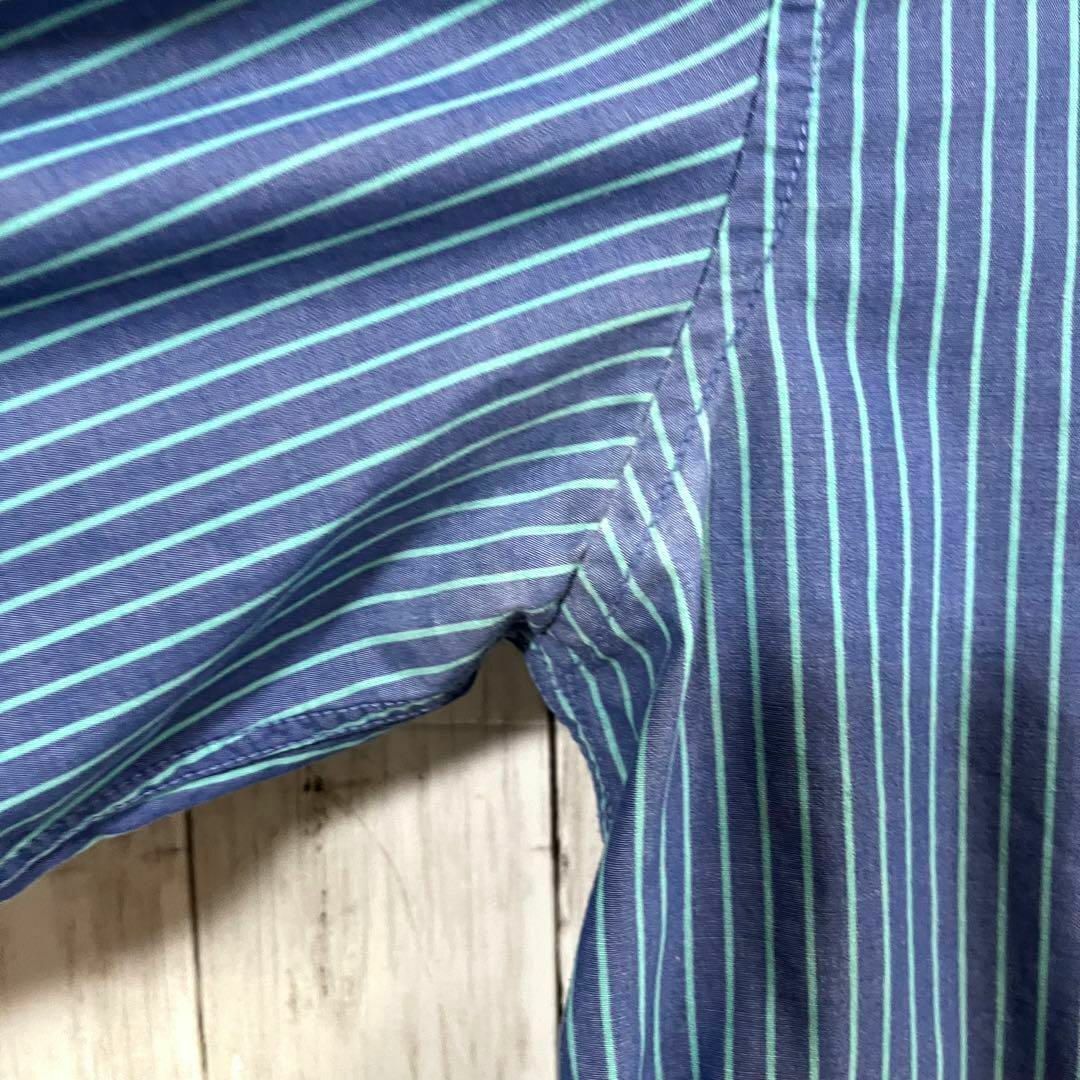 NAUTICA(ノーティカ)のアメリカ古着NAUTICAノーティカ　長袖刺繍ロゴブロードストライプ柄BDシャツ メンズのトップス(シャツ)の商品写真