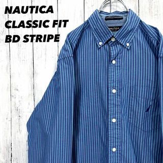 ノーティカ(NAUTICA)のアメリカ古着NAUTICAノーティカ　長袖刺繍ロゴブロードストライプ柄BDシャツ(シャツ)