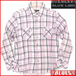 バーバリーブラックレーベル(BURBERRY BLACK LABEL)の廃盤 バーバリーブラックレーベル シャツ L メンズ 長袖 ピンク X6911(シャツ)