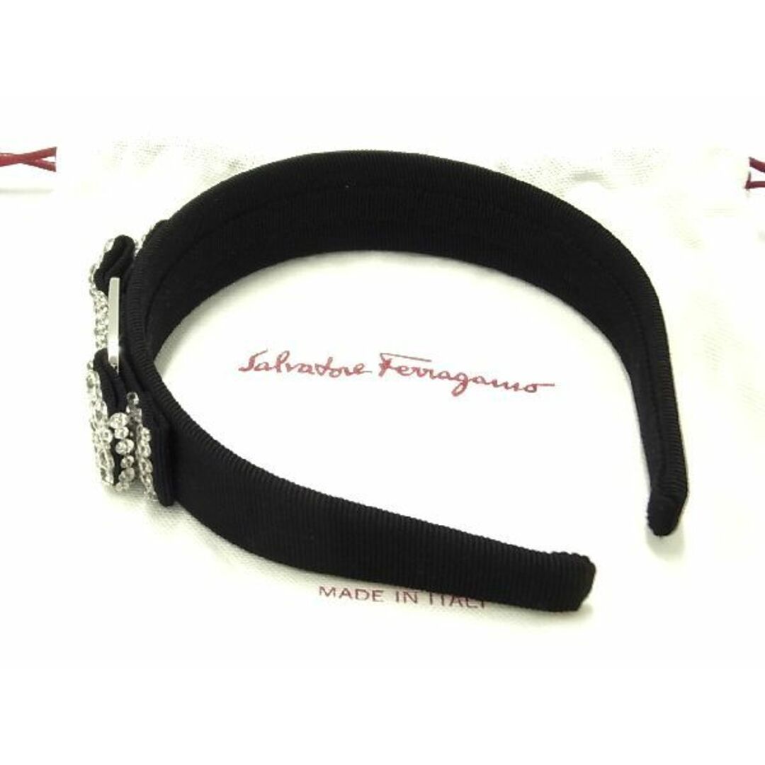 ■新品■未使用■ Salvatore Ferragamo フェラガモ ヴァラリボン キャンバス カチューシャ ヘアアクセサリー ブラック系 AI9598QZ