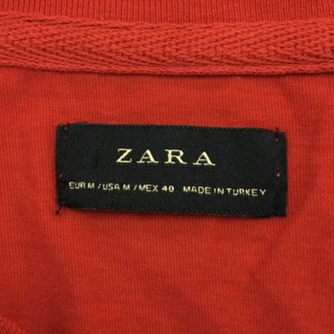 ZARA(ザラ)のザラ カットソー Tシャツ チュニック ロゴ エンボス 半袖 USA M 赤 レディースのトップス(カットソー(半袖/袖なし))の商品写真