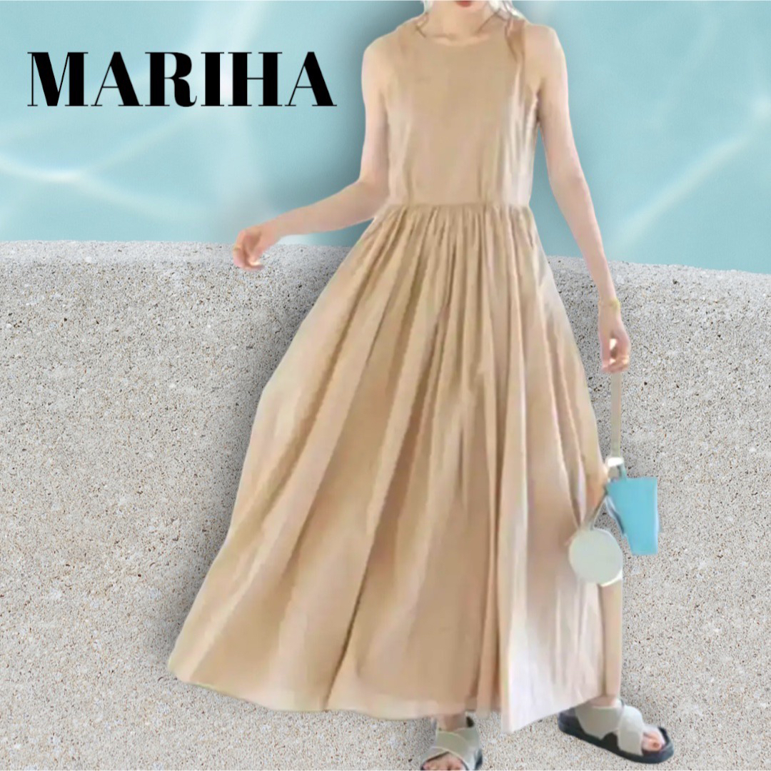 MARIHA  夏のレディのドレス ベージュ ロングワンピース S